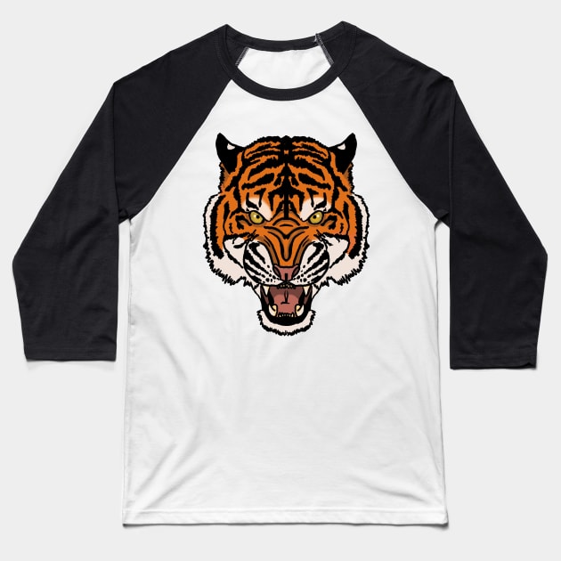 Angry tiger Baseball T-Shirt by Shyflyer